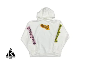 White Bio Cotton Hoodie Graffiti Prints "Natural White"