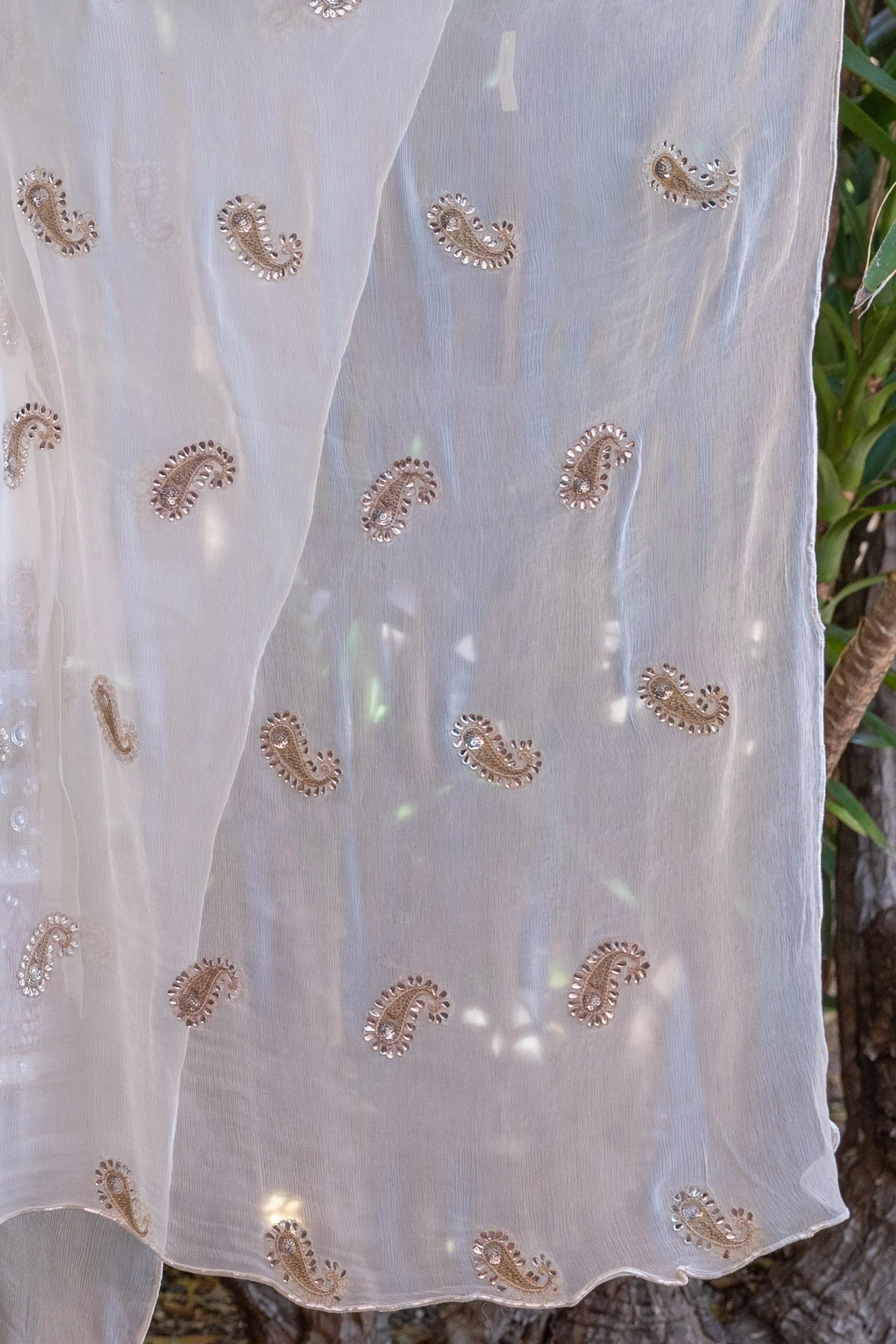 White Chiffon Embroidery Suit