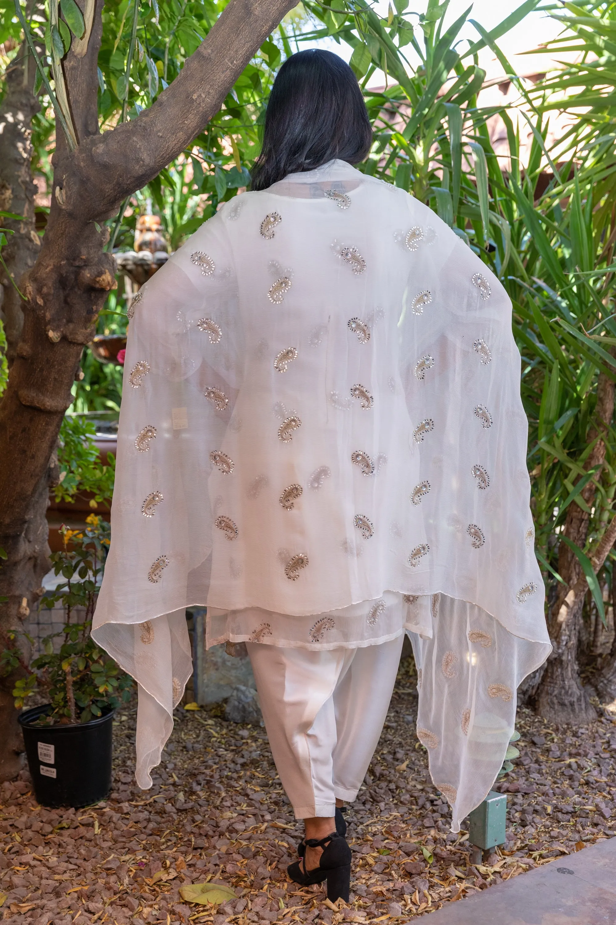 White Chiffon Embroidery Suit
