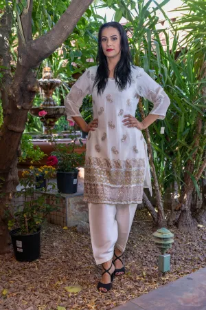 White Chiffon Embroidery Suit
