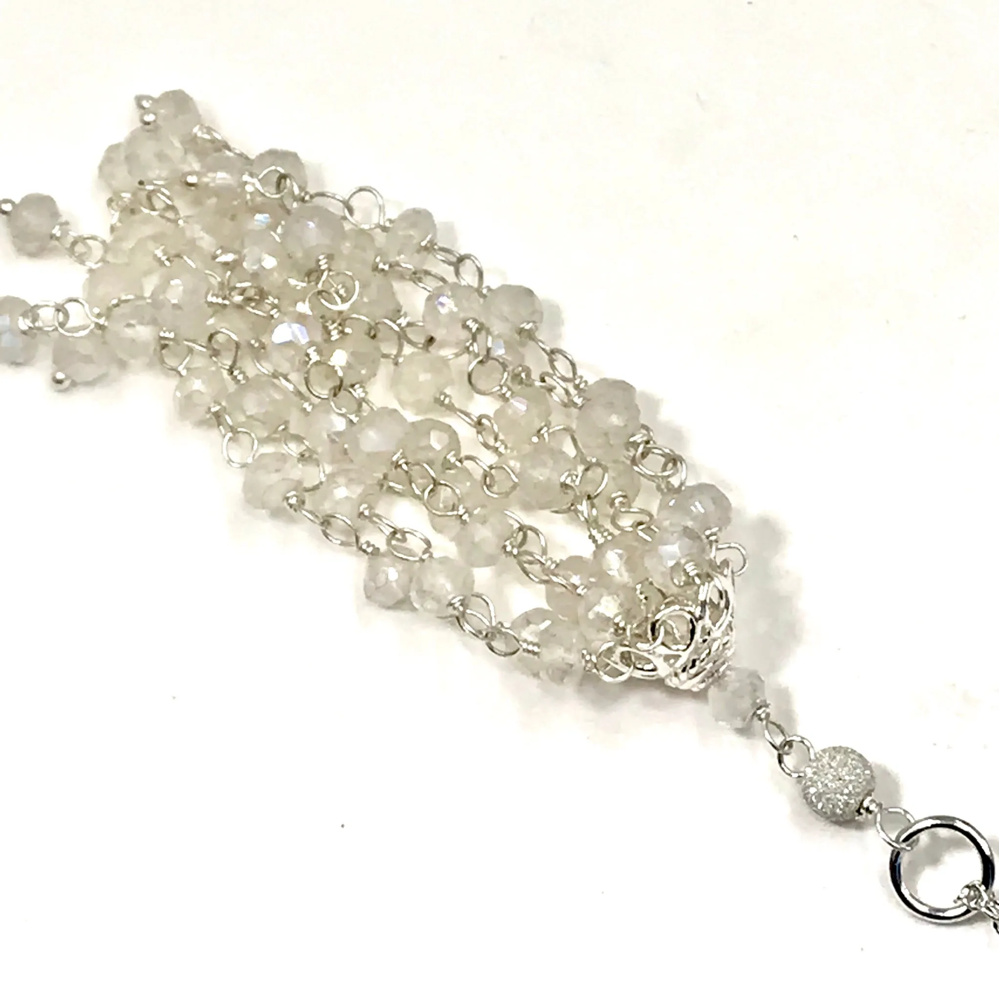 White Tassel and Sterling Silver Wedding Necklace