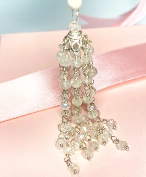 White Tassel and Sterling Silver Wedding Necklace