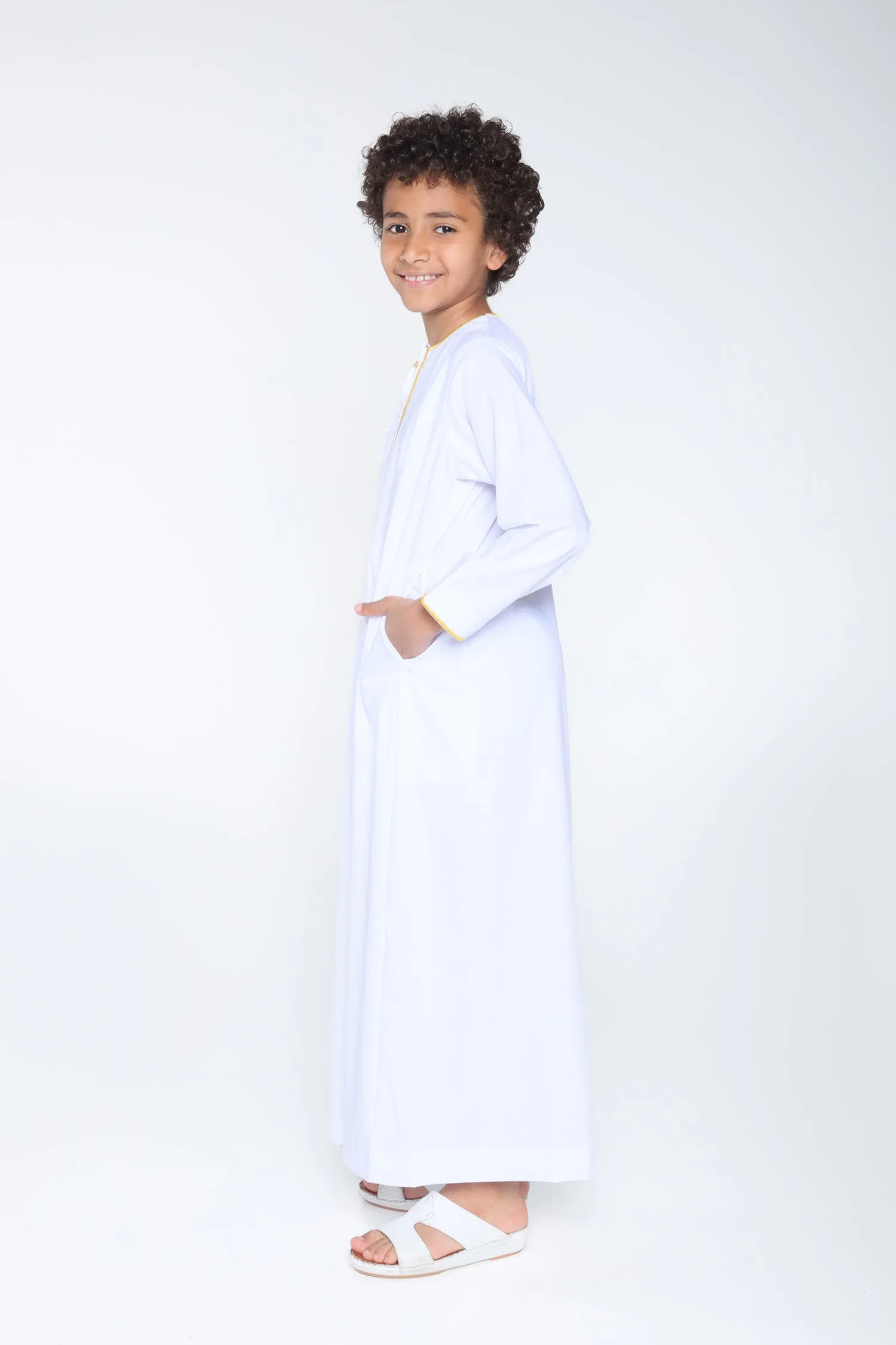 White|Gold Kids Habeel Thobe