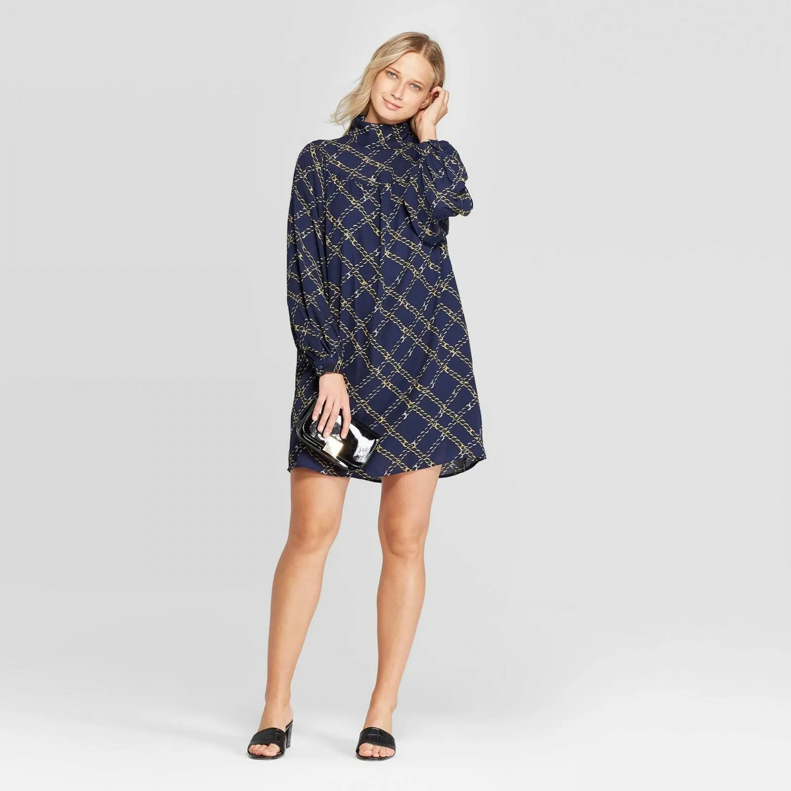Who What Wear Women's Mock Neck A Line Mini Dress