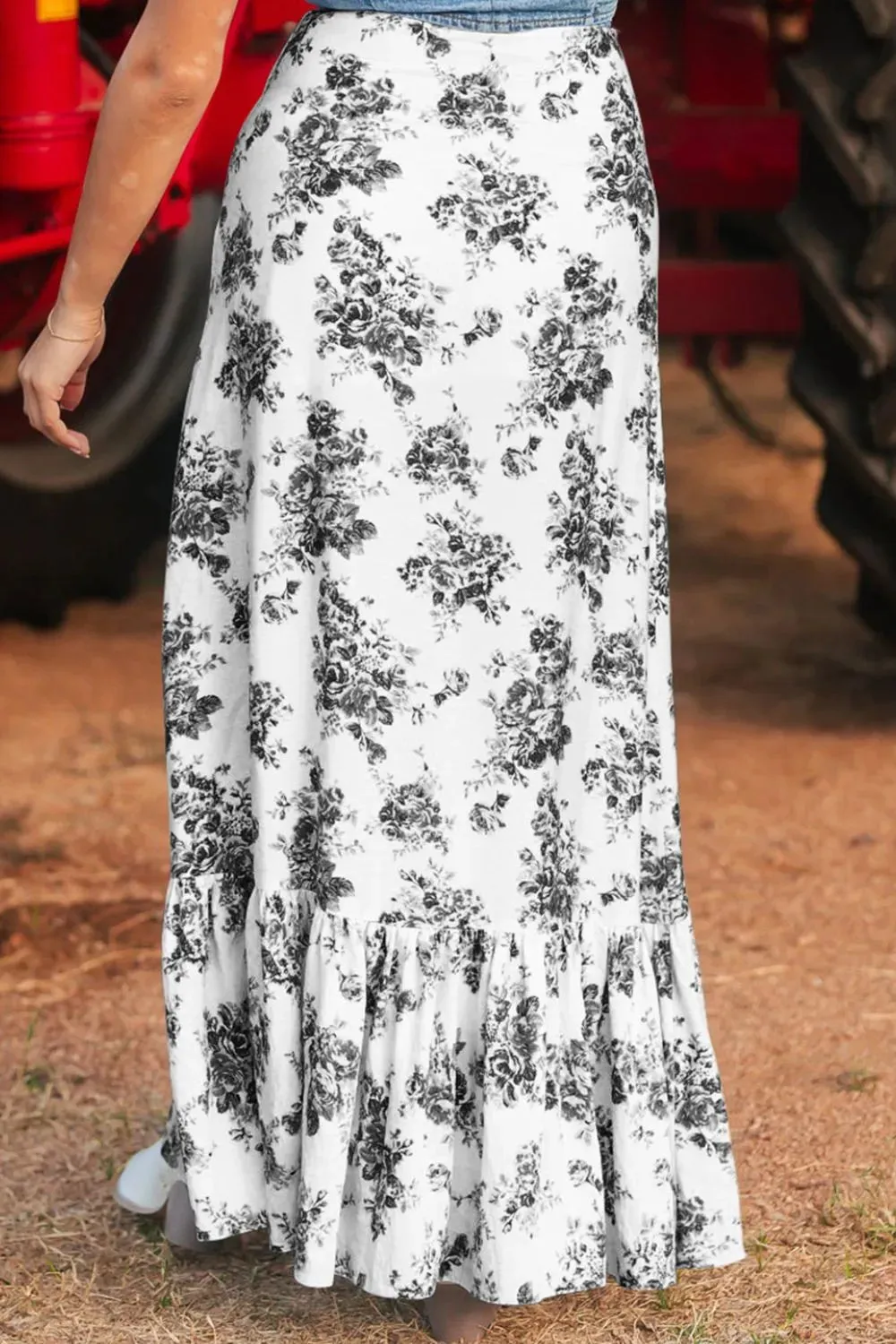 Wildflower Waltz Asymmetrical Ruffle Maxi Skirt