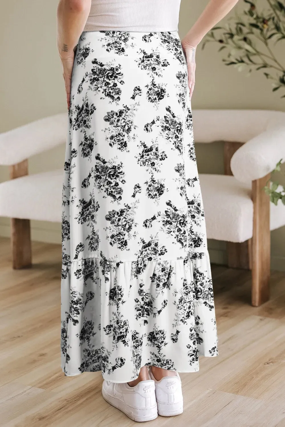 Wildflower Waltz Asymmetrical Ruffle Maxi Skirt