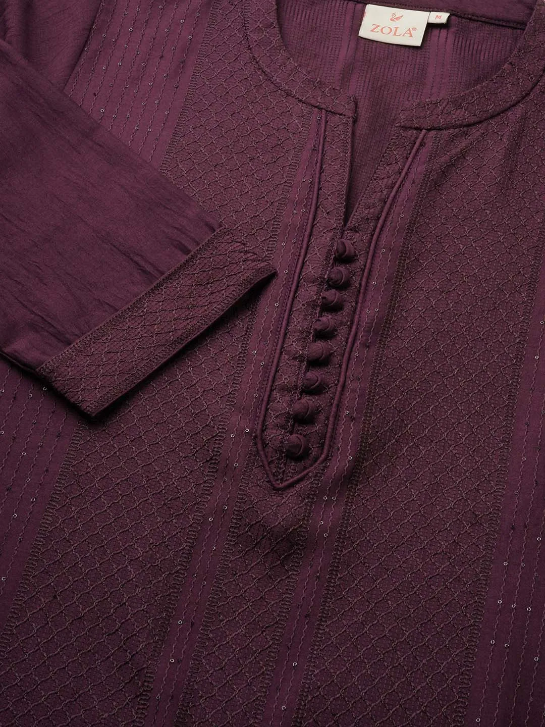 Wine Ethnic Wear Chanderi Silk Straight Tunics for Ladies - Zola
