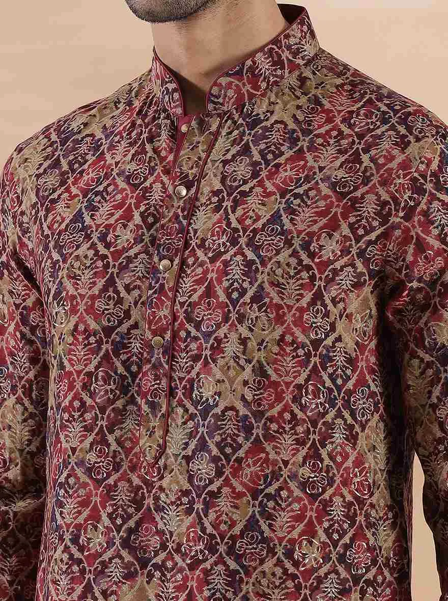 Wine Printed Kurta | The Kurta Company