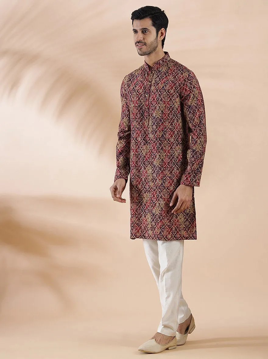 Wine Printed Kurta | The Kurta Company