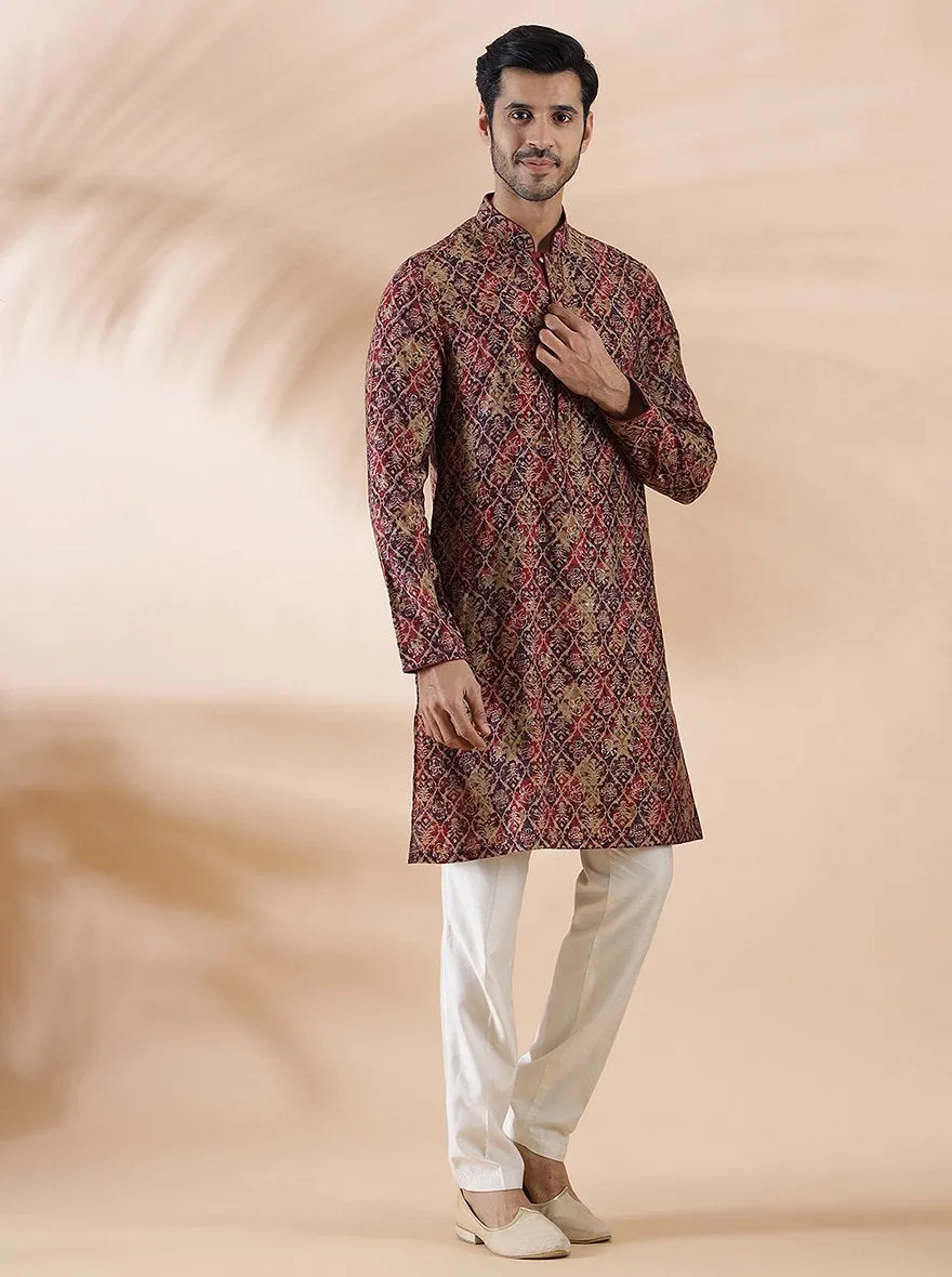 Wine Printed Kurta | The Kurta Company