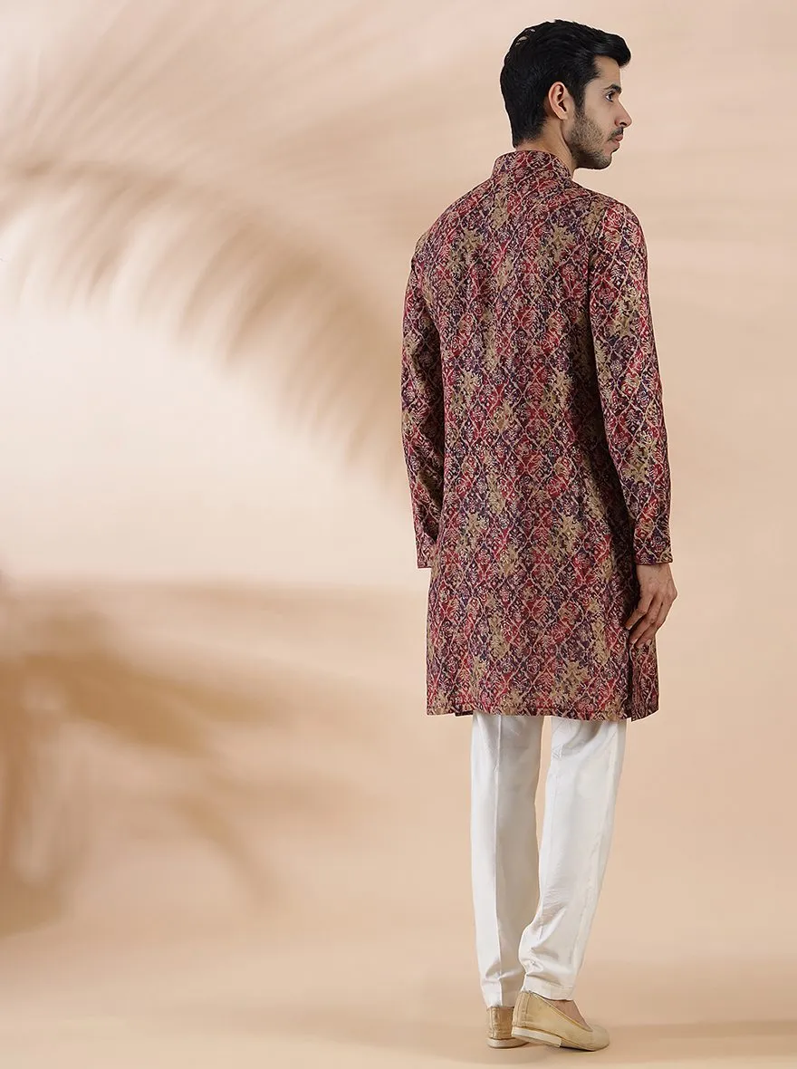 Wine Printed Kurta | The Kurta Company