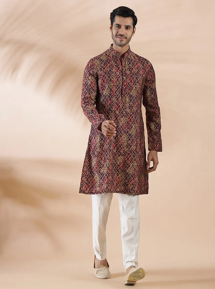 Wine Printed Kurta | The Kurta Company