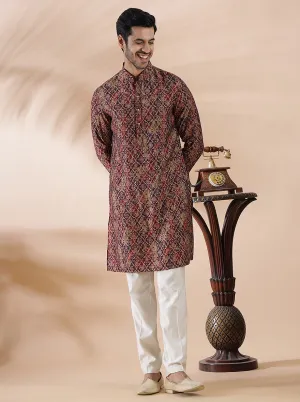 Wine Printed Kurta | The Kurta Company