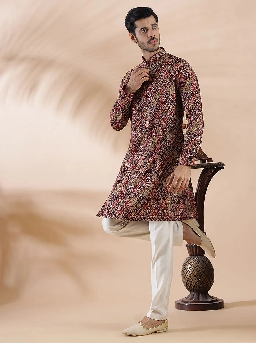 Wine Printed Kurta | The Kurta Company