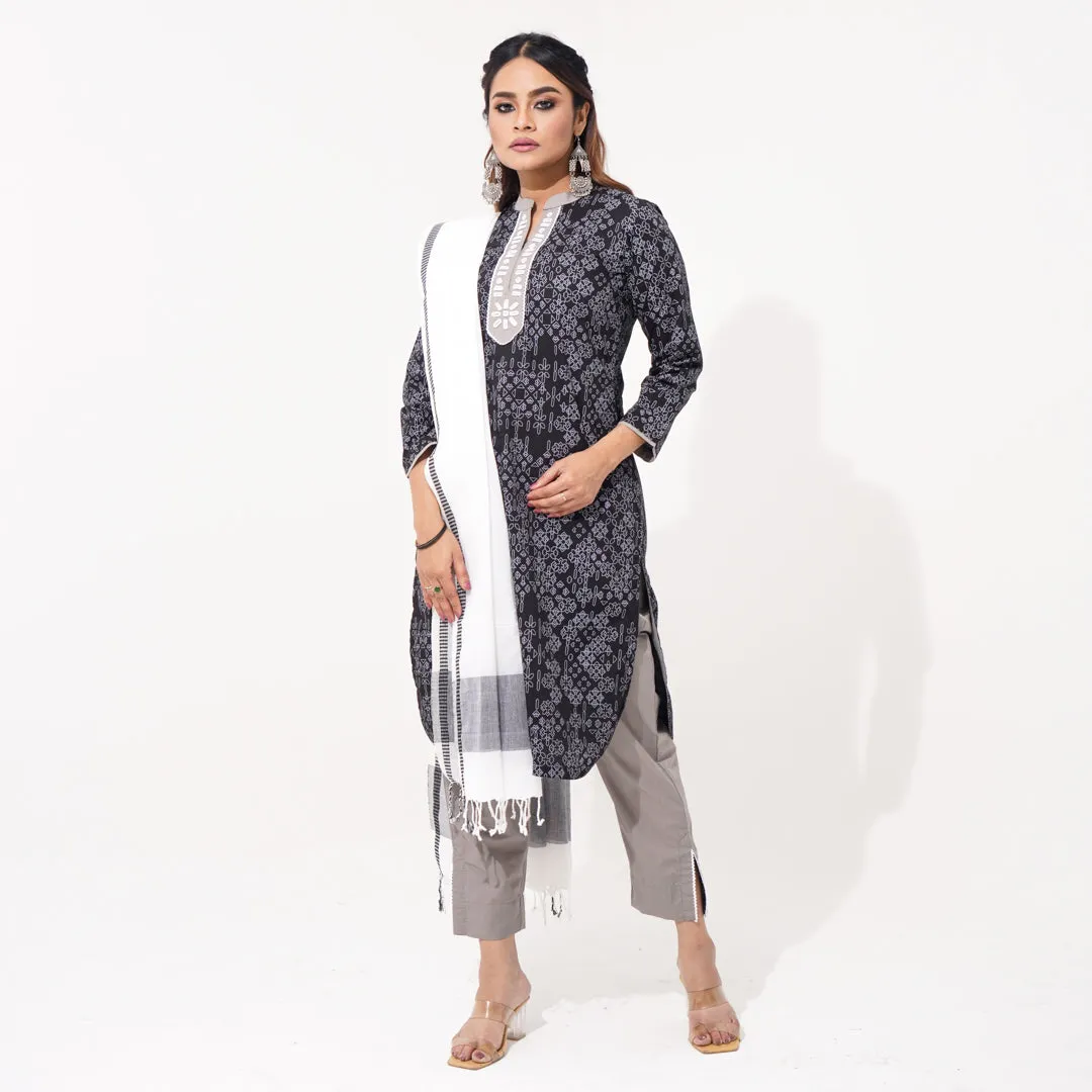 Women Black & White Ethnic Three Piece Set