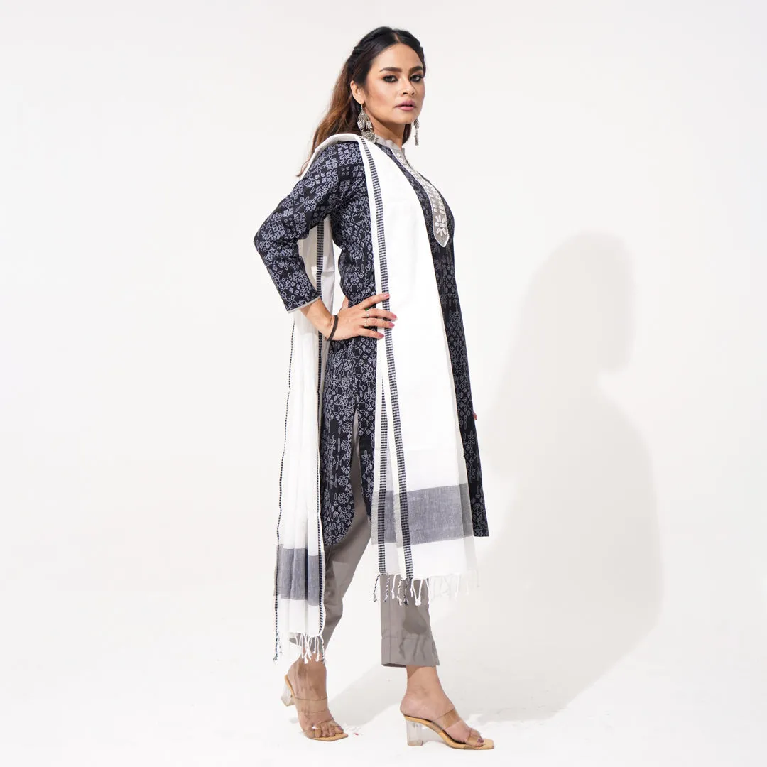Women Black & White Ethnic Three Piece Set