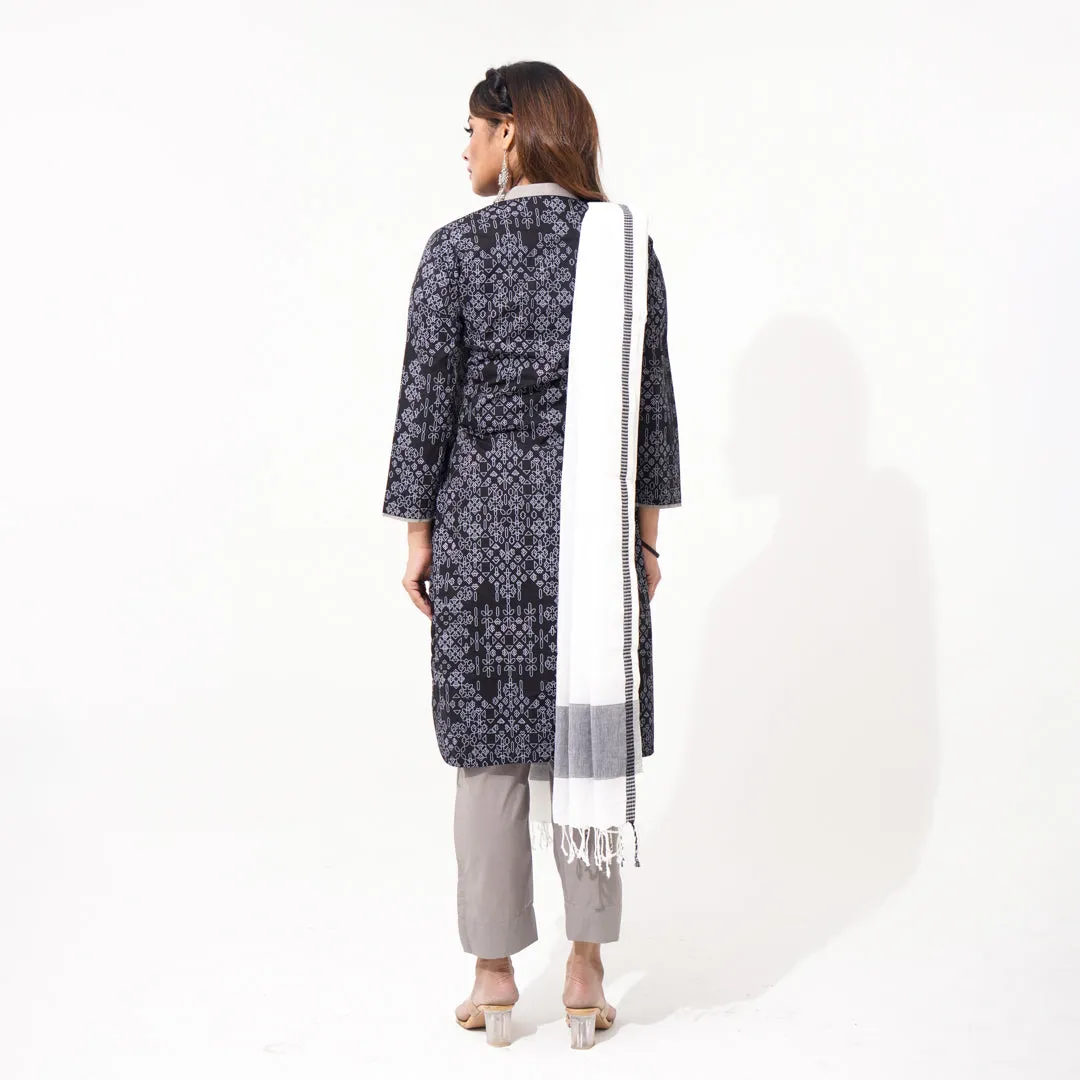 Women Black & White Ethnic Three Piece Set
