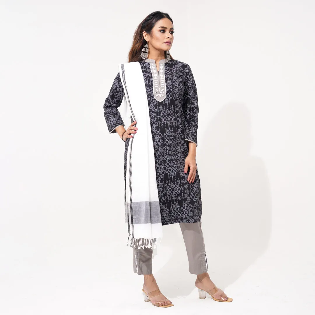 Women Black & White Ethnic Three Piece Set