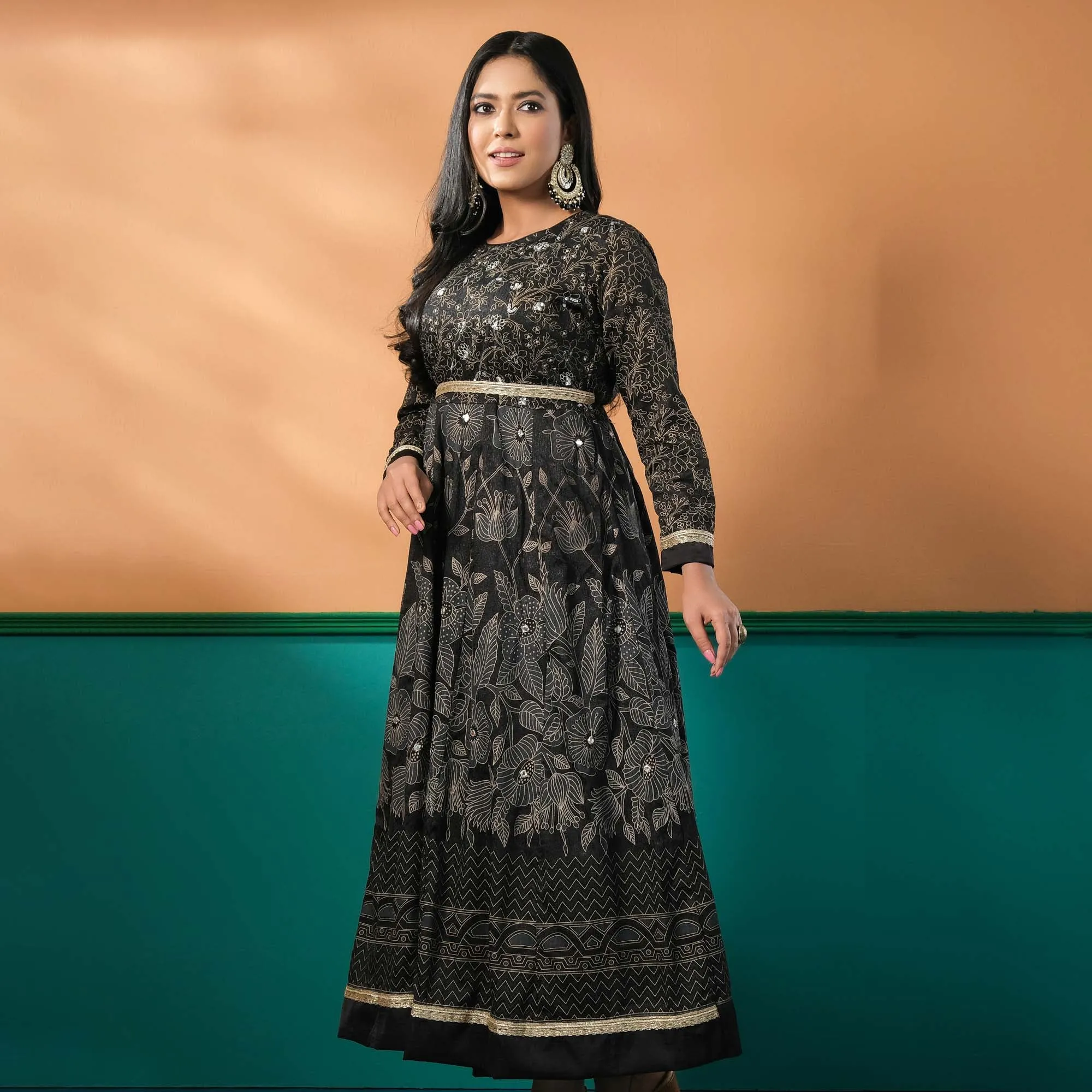 Women Black Ethnic Gown