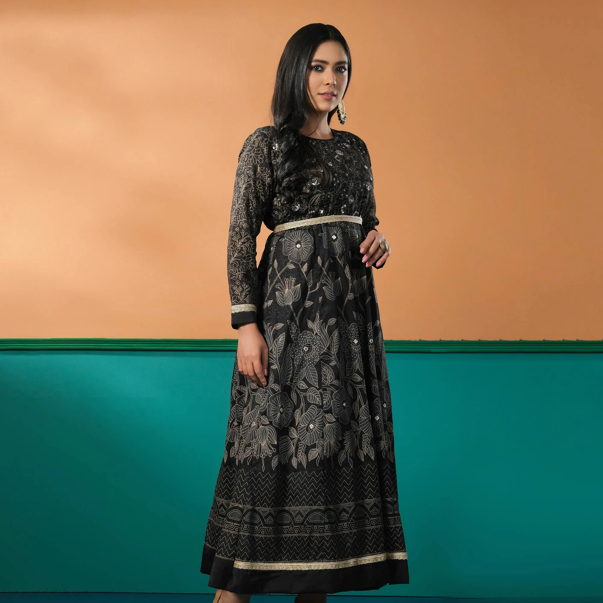 Women Black Ethnic Gown