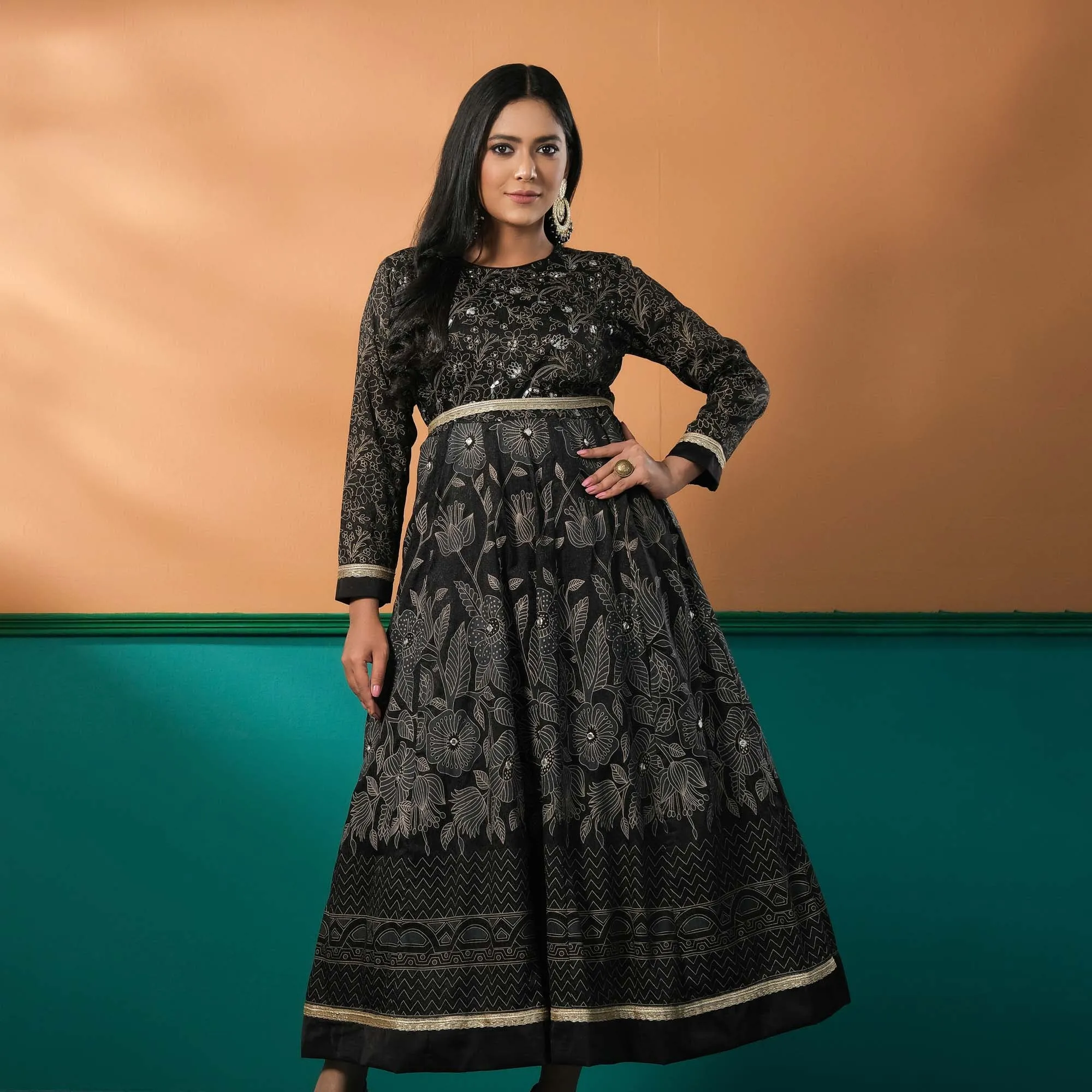 Women Black Ethnic Gown