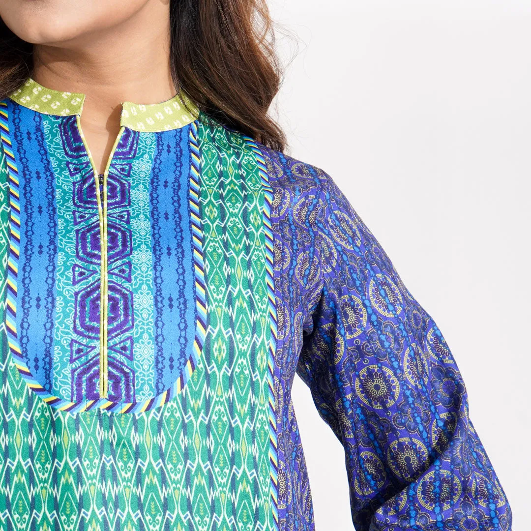 Women Blue Ethnic Three Piece Set