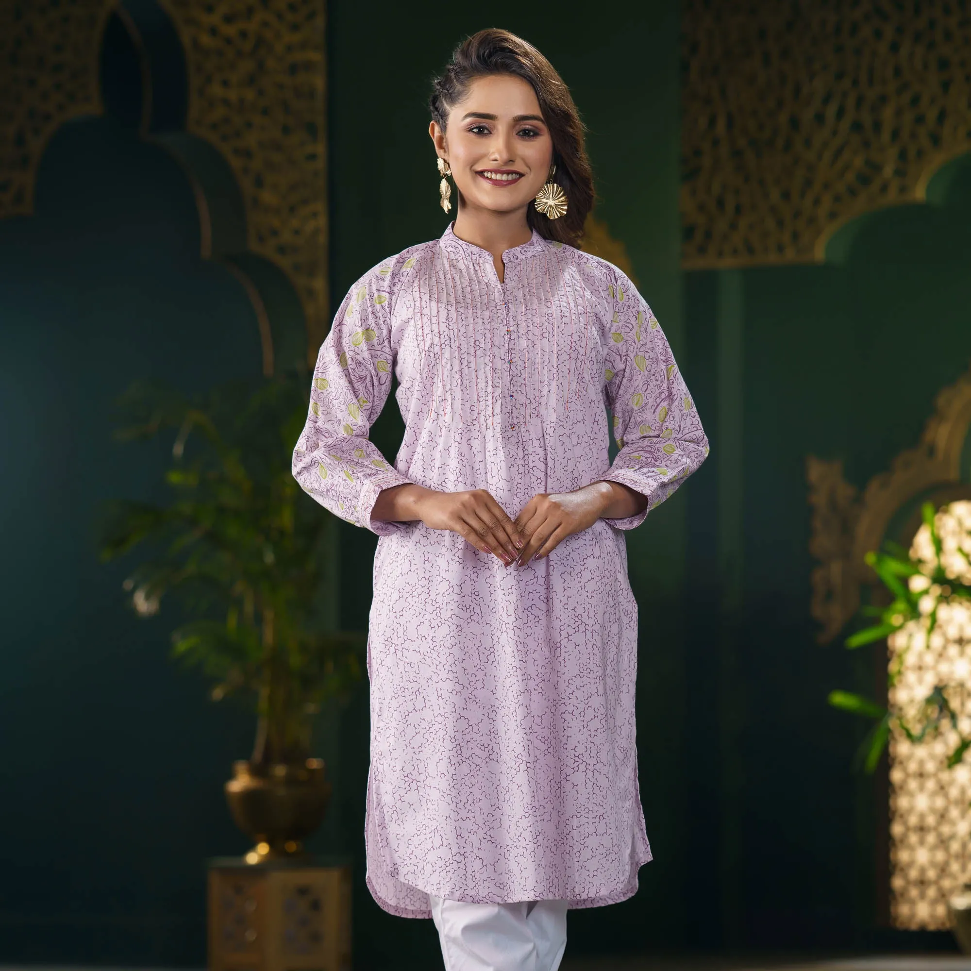 Women Lavender Print Kurti