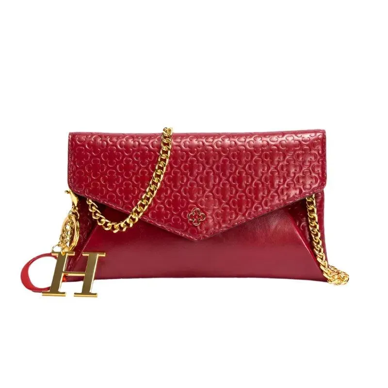 Women Leather Envelope Clutch Bag