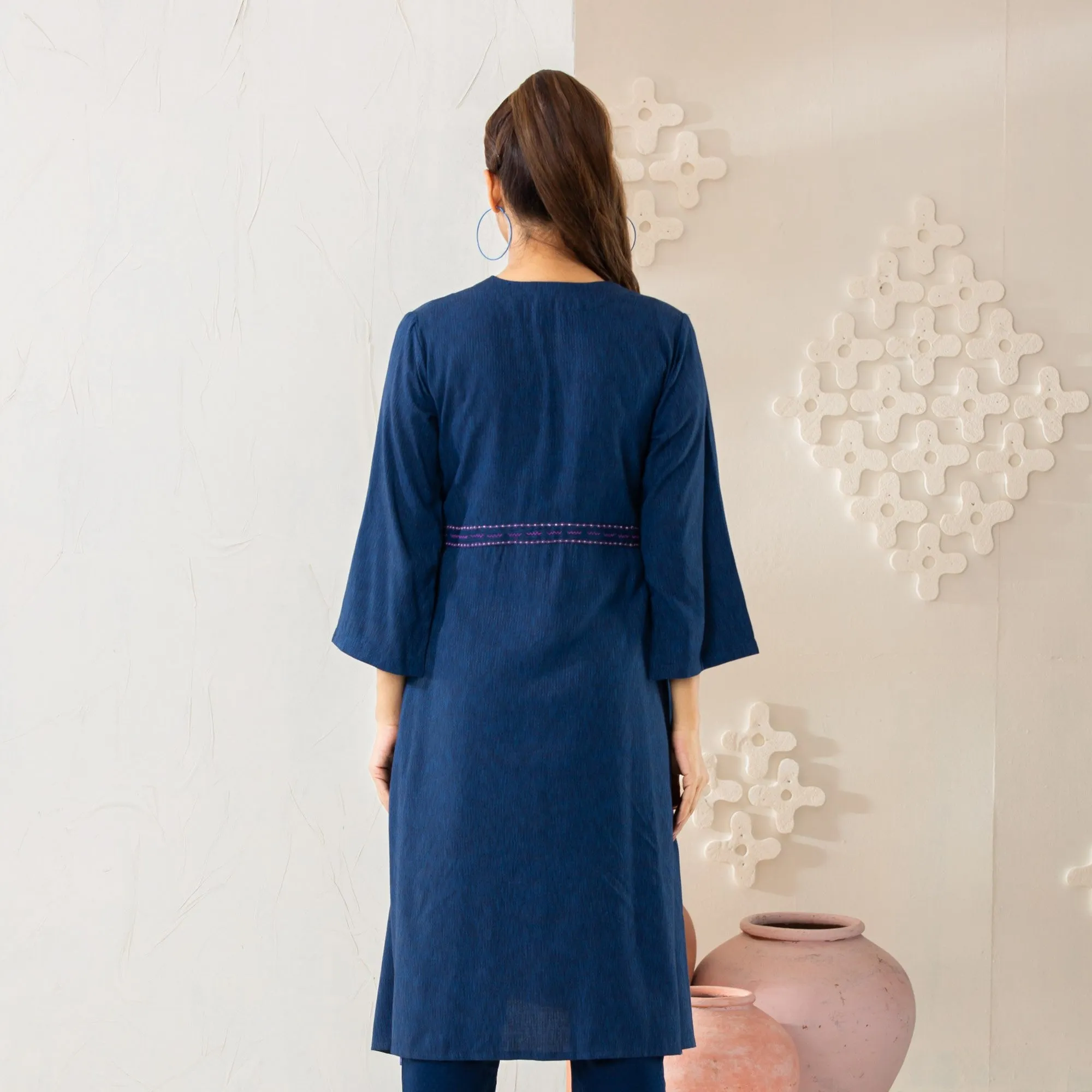 Women Navy Fusion Kurti
