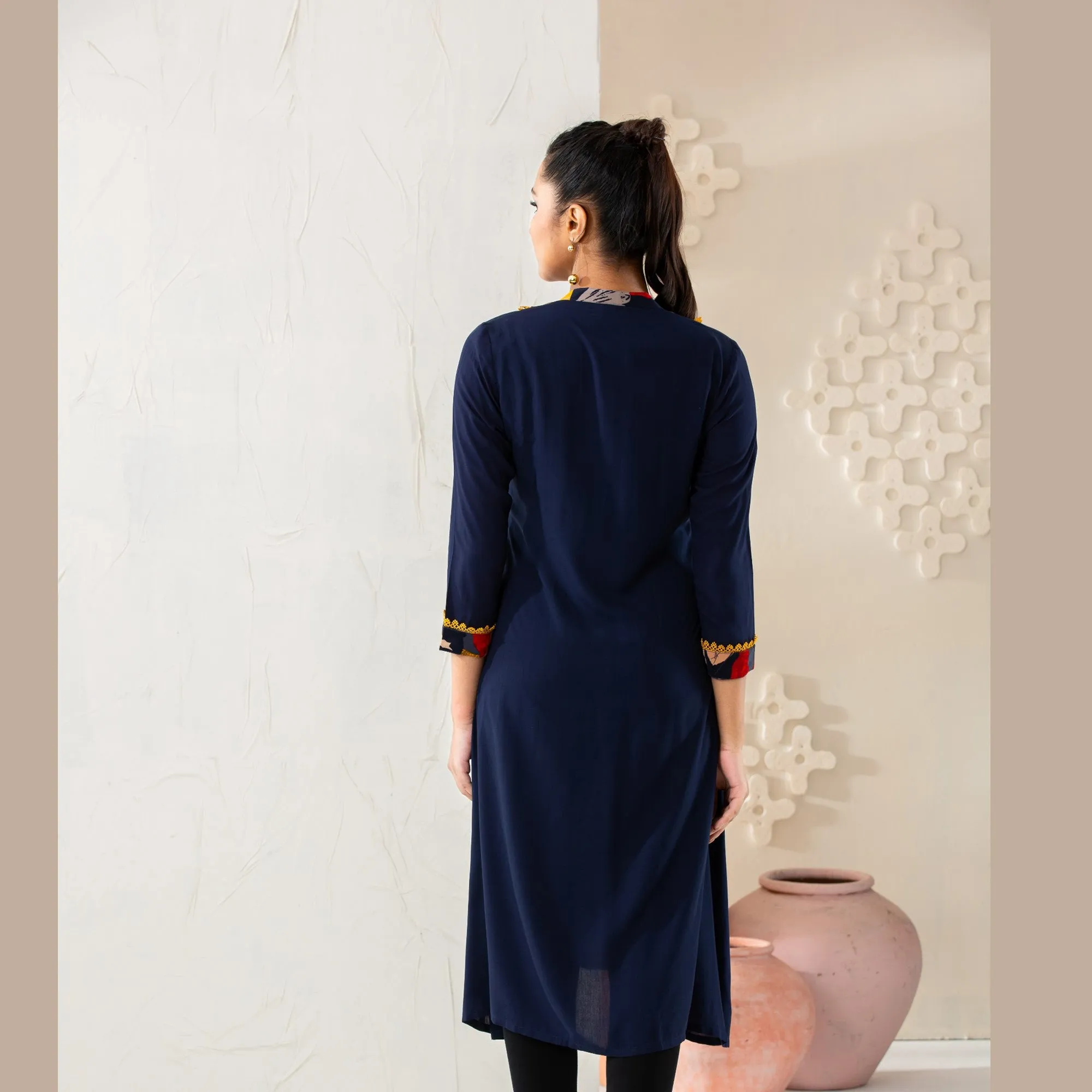 Women Navy Printed Kurti
