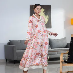 Women Off-White Digital Print Gown