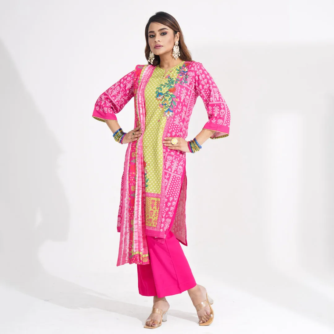 Women Pink Ethnic Three Piece Set