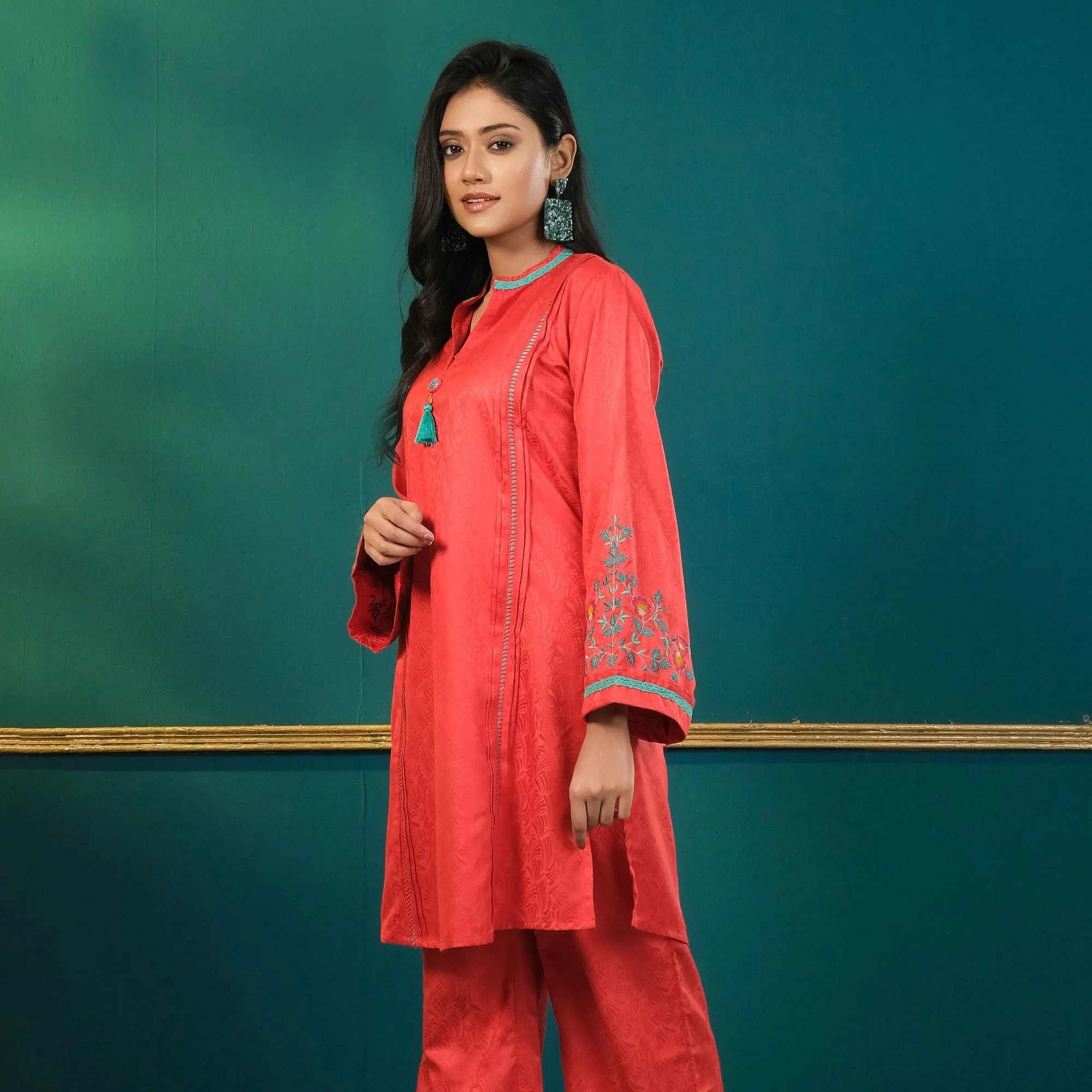 Women Red Ethnic Set