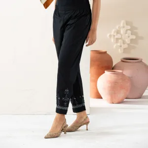 Womens Black Embroidered Bottom
