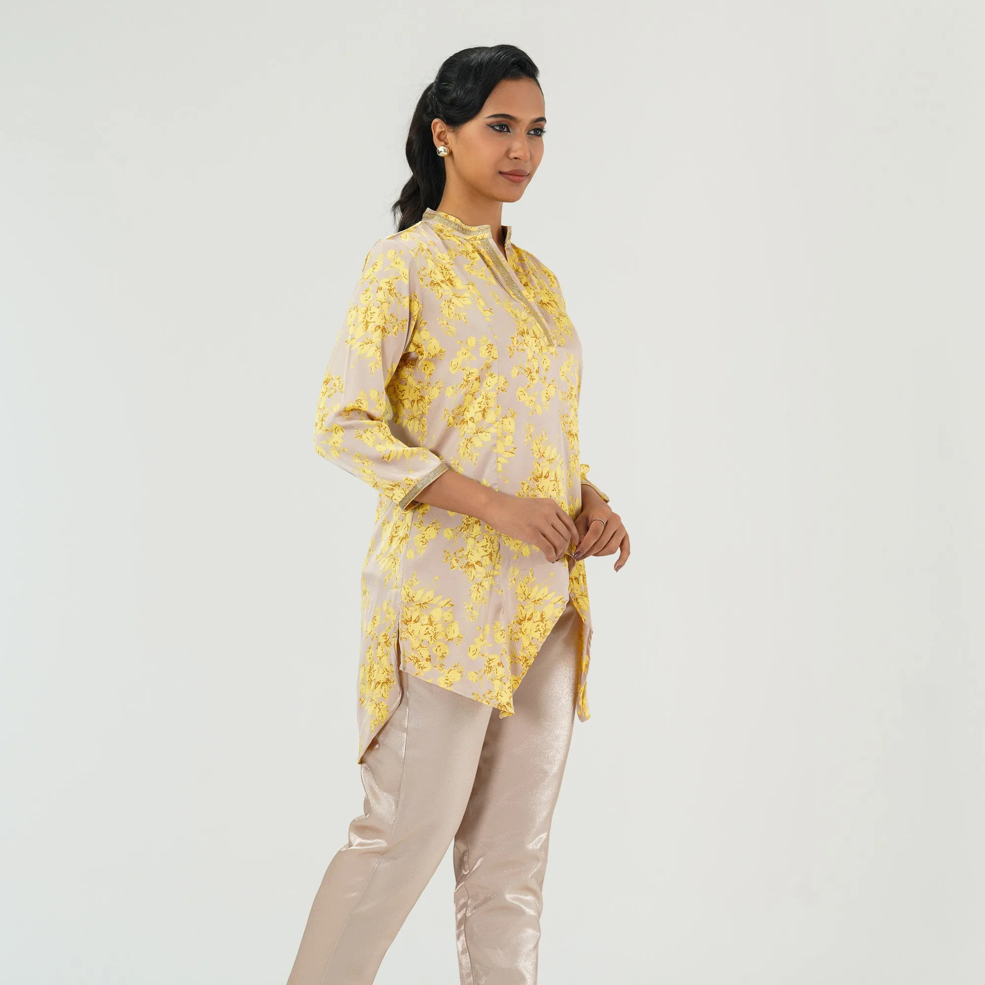 Womens Ethnic Beige Yellow Tunic