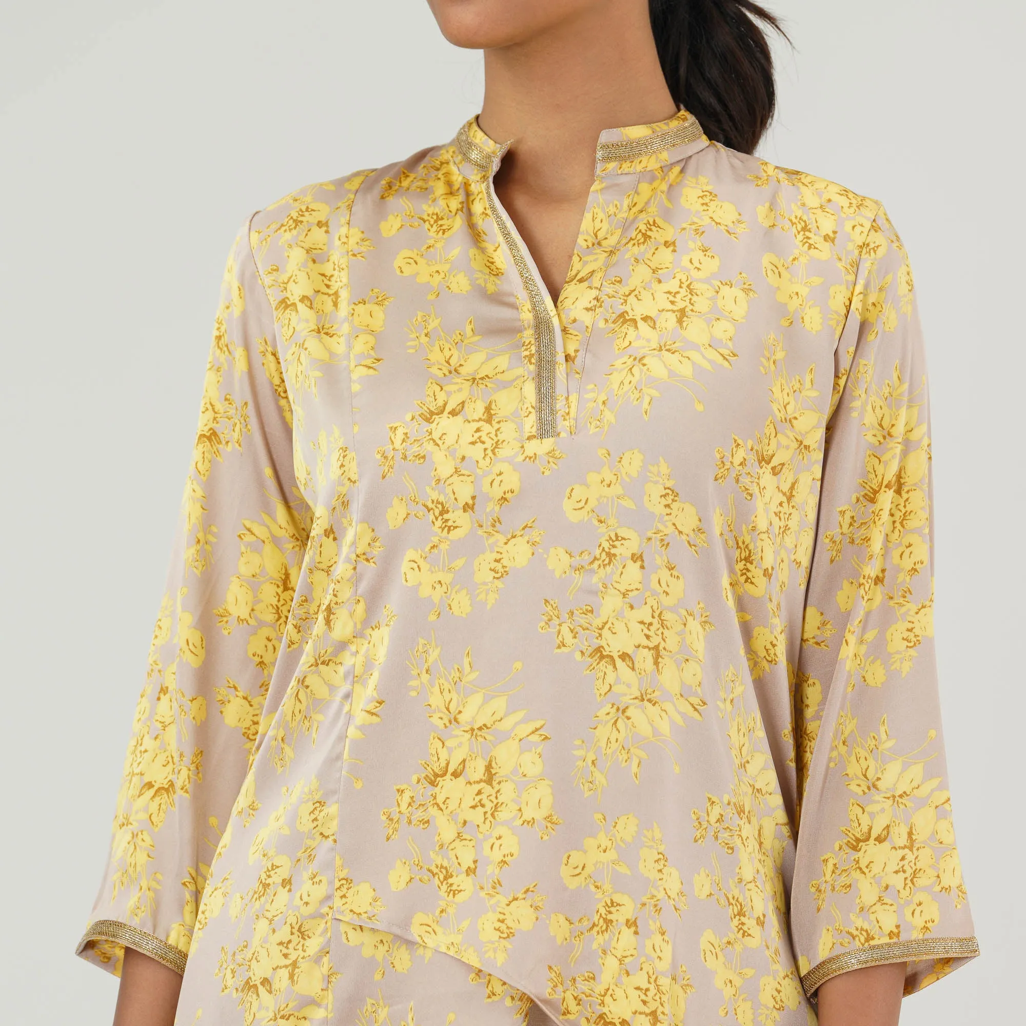 Womens Ethnic Beige Yellow Tunic