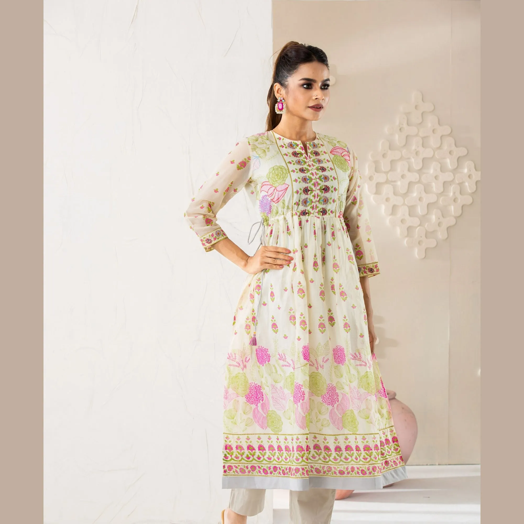 Womens Ethnic Premium Kurti-White