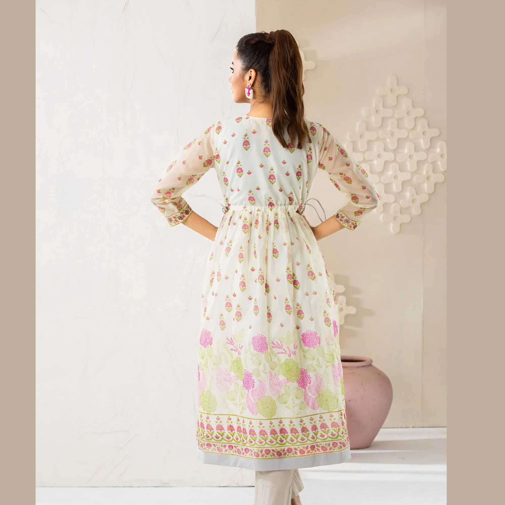 Womens Ethnic Premium Kurti-White
