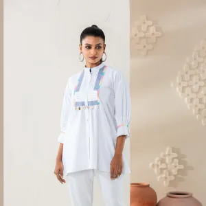 Womens Ethnic Top-White