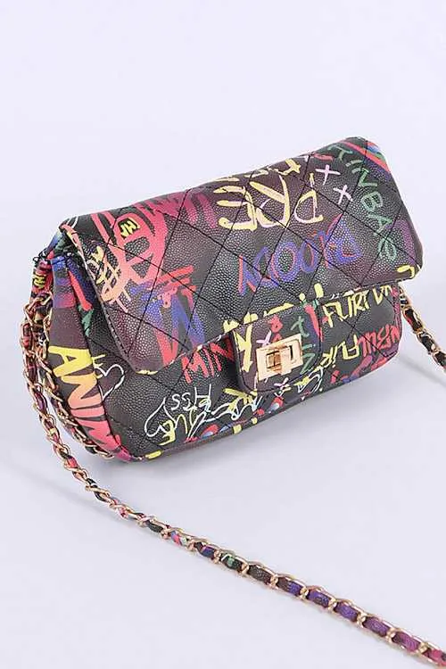 Women's Graffiti Quilted Shoulder Bag