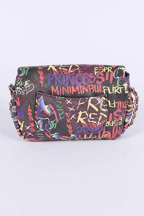 Women's Graffiti Quilted Shoulder Bag