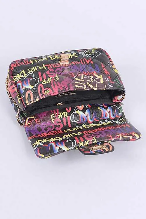 Women's Graffiti Quilted Shoulder Bag