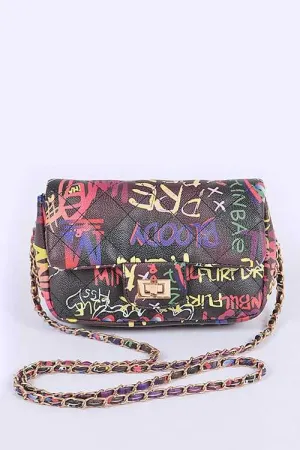 Women's Graffiti Quilted Shoulder Bag