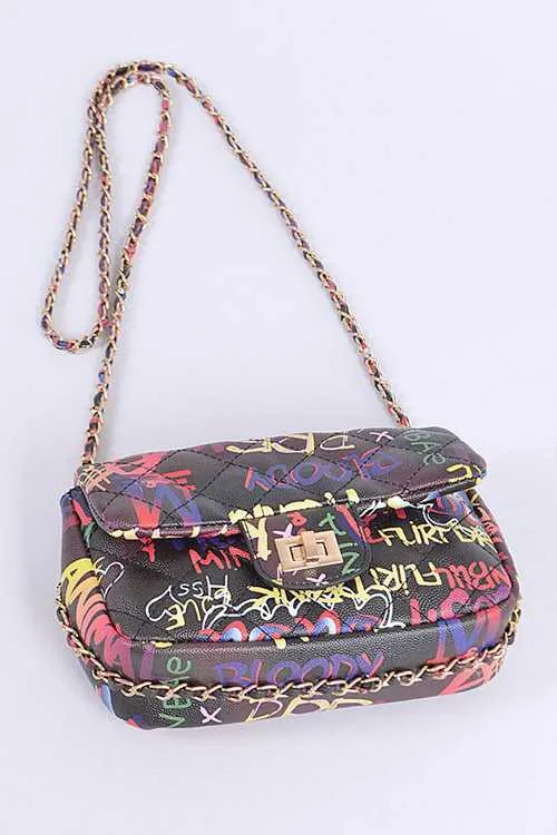 Women's Graffiti Quilted Shoulder Bag