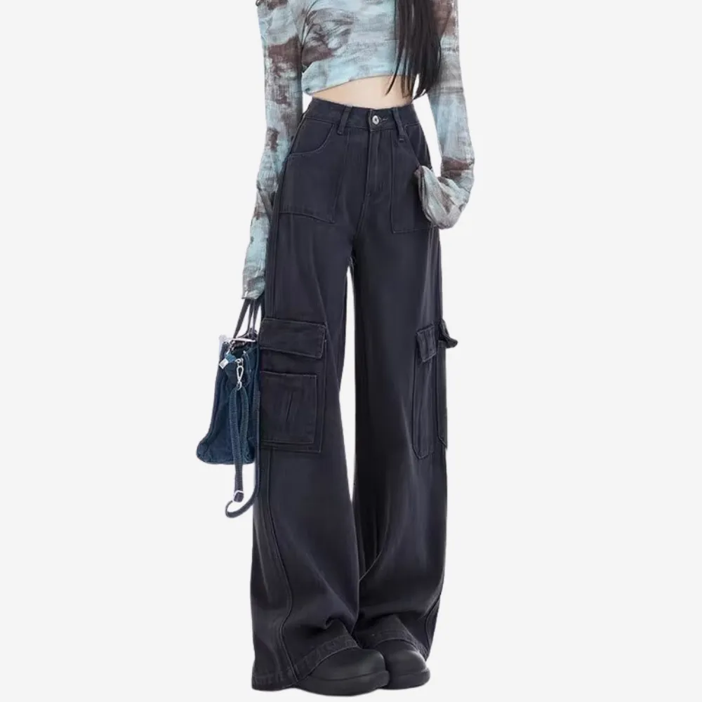 Women's High Street Denim Cargo Pants