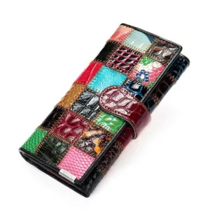 Women’s Leather Hand Purse Short Wallets Evening Clutch Mobile Phone Bag