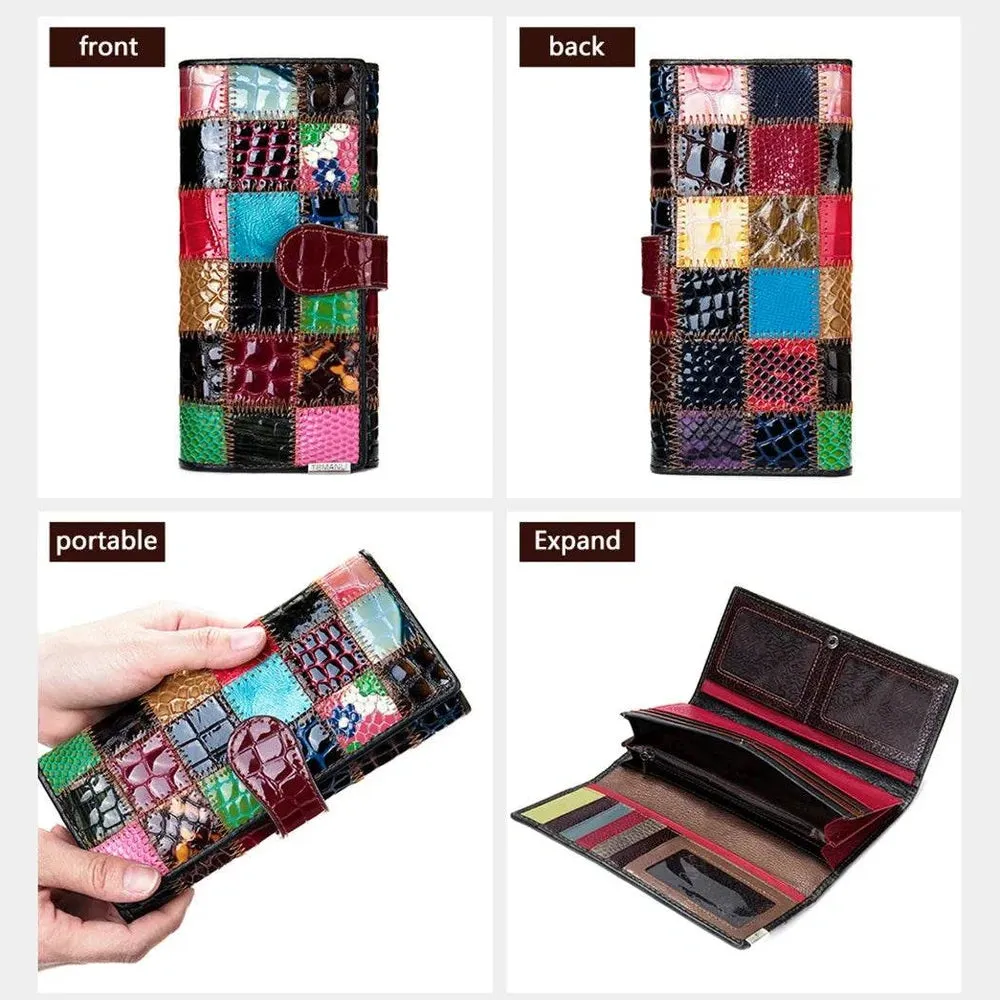 Women’s Leather Hand Purse Short Wallets Evening Clutch Mobile Phone Bag