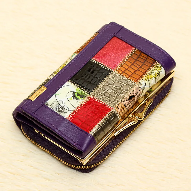 Women's Leather Wallet Leather Plaid Clutch Bag Small Wallet Fashion Handbag