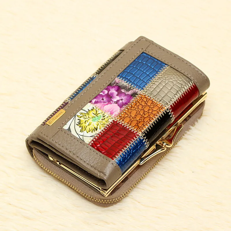 Women's Leather Wallet Leather Plaid Clutch Bag Small Wallet Fashion Handbag
