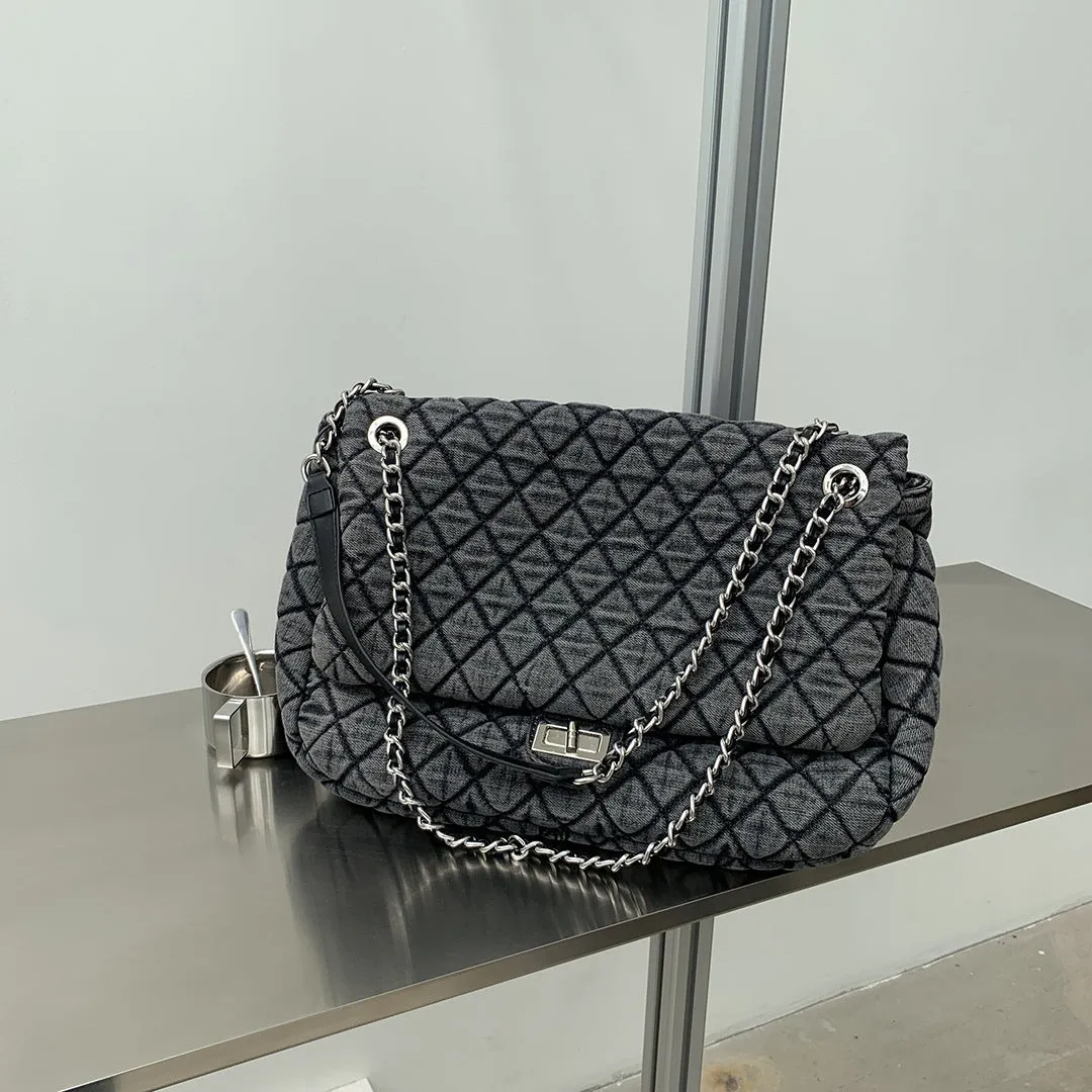 Women's Plaid Washcloth Large Capacity Big Rhombic Crossbody Bags